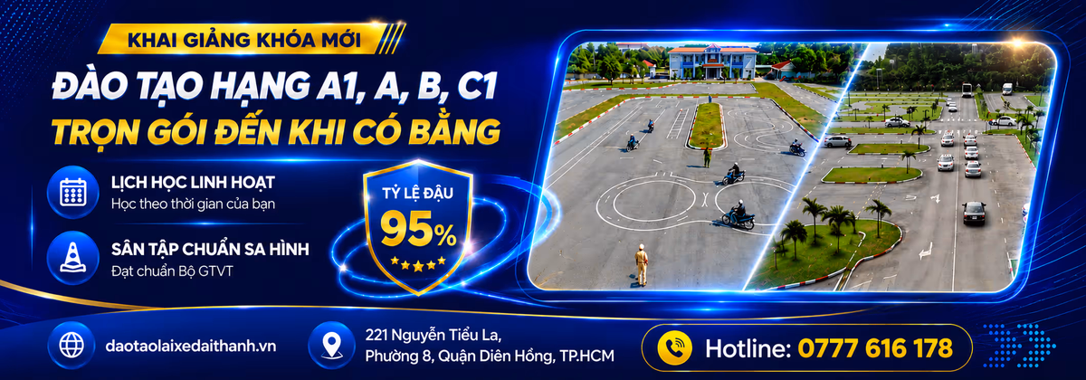 Sân tập sa hình lái xe đạt chuẩn Bộ GTVT, khai giảng khóa học lái xe máy A1 A2 và ô tô B C1
